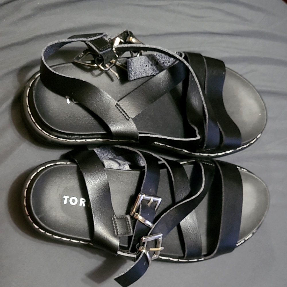 Torrid Black Strappy Sandals with Buckles And Platform Sole